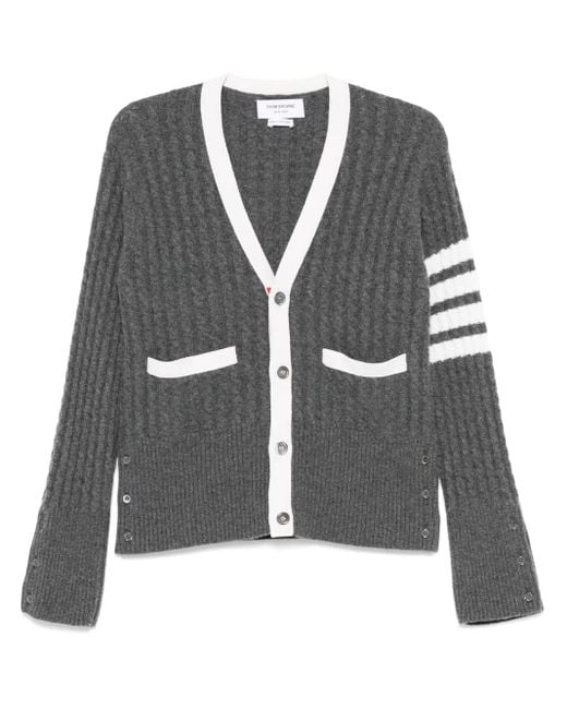 Thom Browne 4 Bar Stripe Cardigan Mit Zopfmuster in Gray für Herren