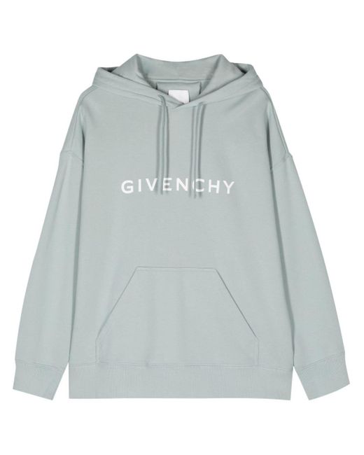 Givenchy Gray Logo-print Cotton Hoodie for men