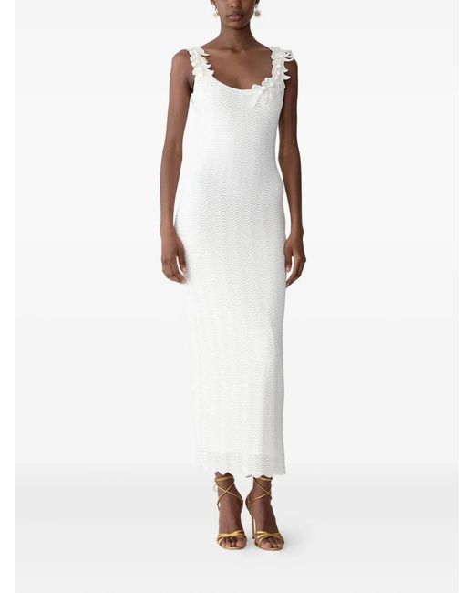 Carolina Herrera White Crocheted-Straps Sleeveless Midi Dress
