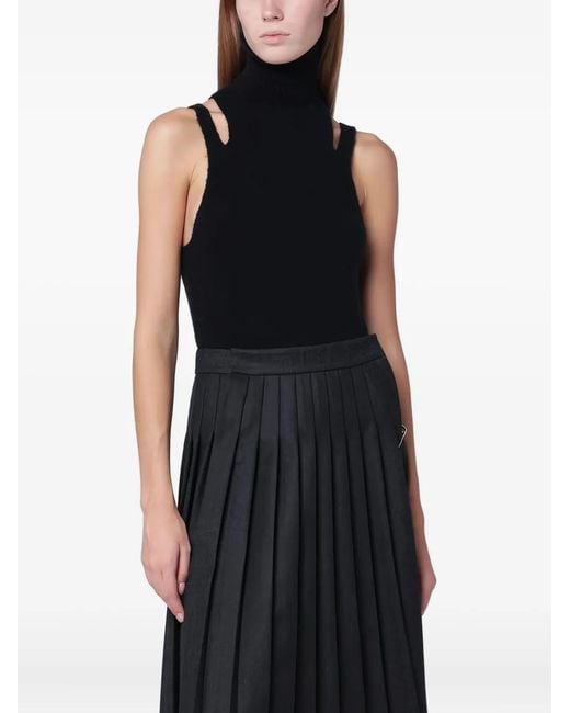 Roberto Collina Black Cut-Out Turtleneck Top