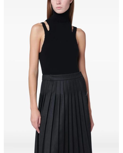 Roberto Collina Black Cut-Out Turtleneck Top