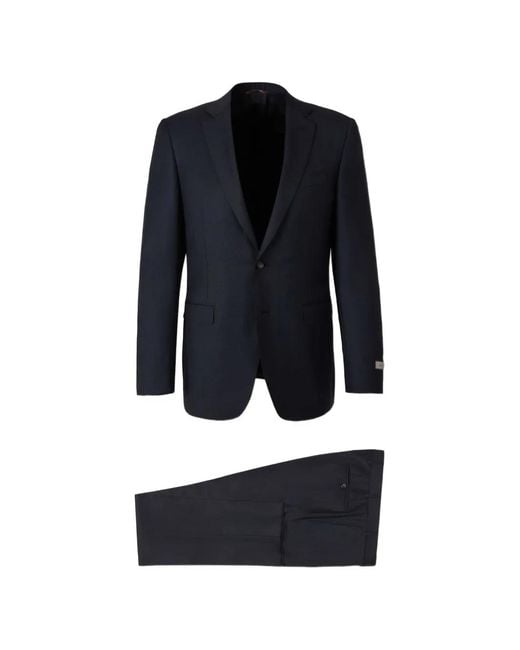 Canali Blue Check-Pattern Single-Breasted Suit for men