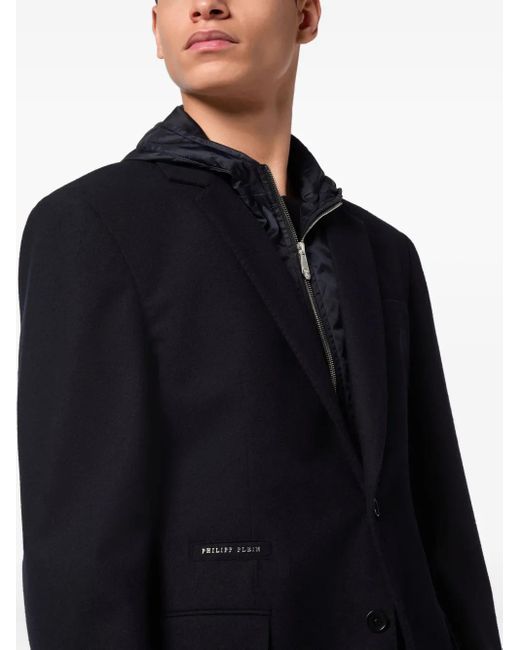 Philipp Plein Blue Hooded Blazer for men