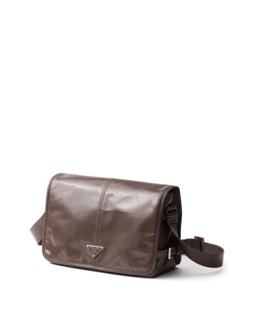 Prada Brown Leather Shoulder Bag for men
