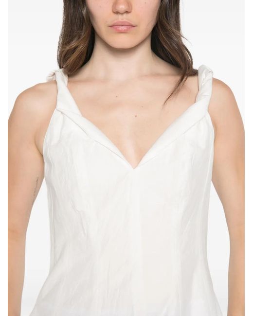Rohe White Twisted-Shoulder Dress