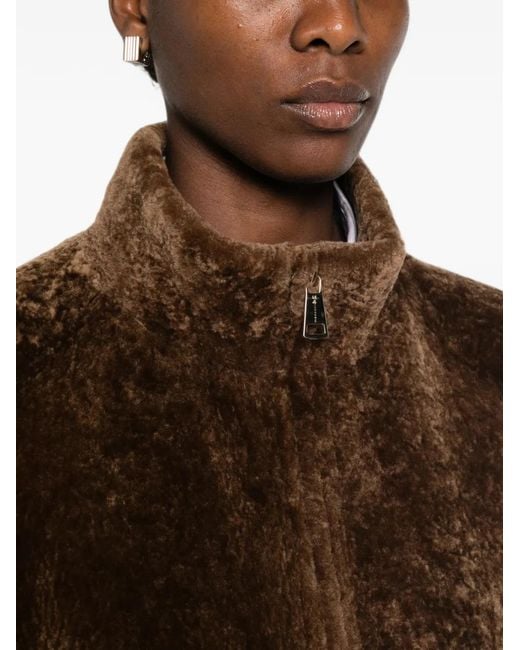 Manzoni 24 Brown Shearling Zip-Up Jacket