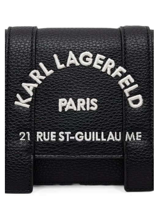 Karl Lagerfeld Black Logo-Embroidered Pebbled Crossbody Bag