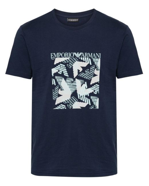 Emporio Armani T-Shirt mit Logo-Print in Blue für Herren