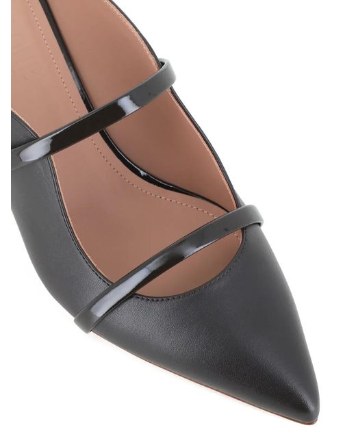 Malone Souliers Gray Pointed-Toe Strap Pumps