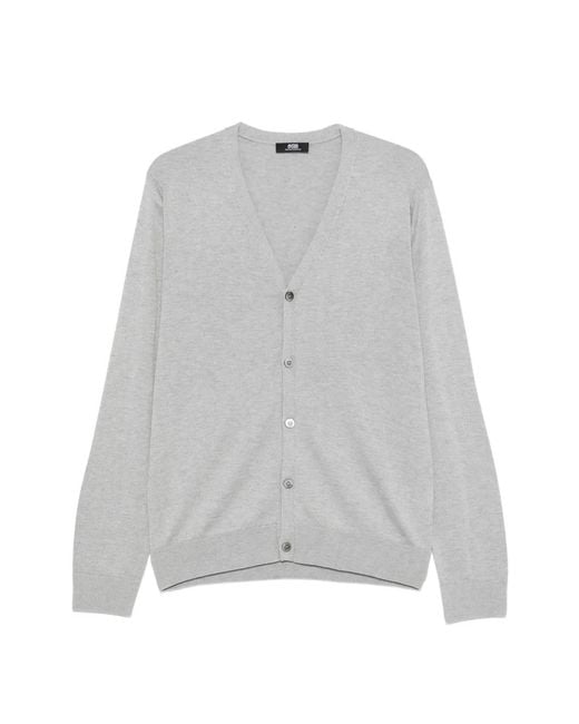 Alpha Studio Gray Button V-Neck Cardigan for men