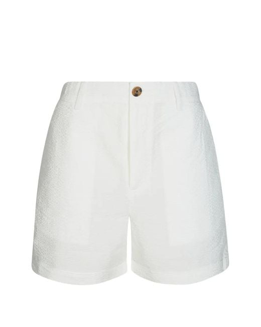 Sun 68 White Logo-Embroidered Shorts