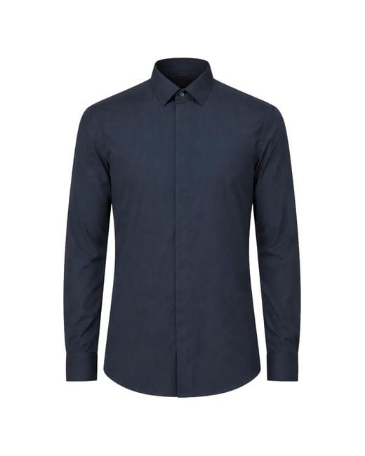 Antony Morato Blue Concealed-Button Shirt for men