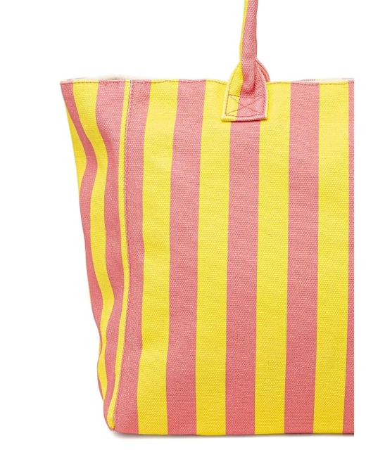 Liu Jo Yellow Striped Logo-Patch Beach Bag