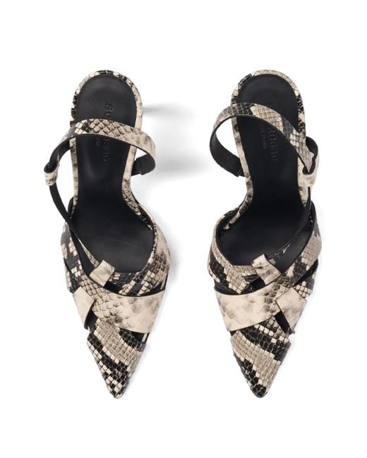 Scarosso Metallic 85Mm Athena Snakeskin-Embossed Slingback Pumps
