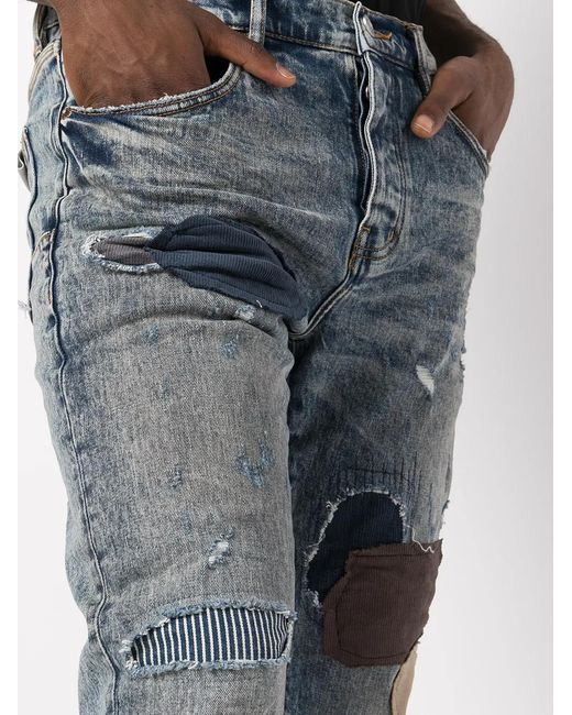 Purple Brand Jeans Met Patchwork in het Blue voor heren