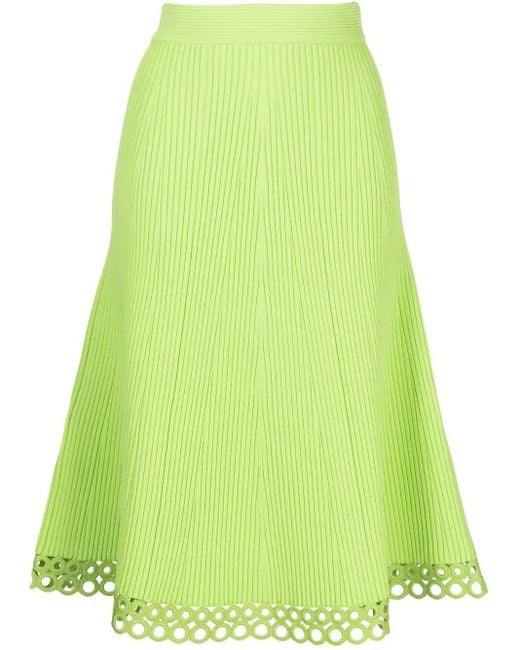 Jonathan Simkhai Green A-Line Ribbed Midi Skirt