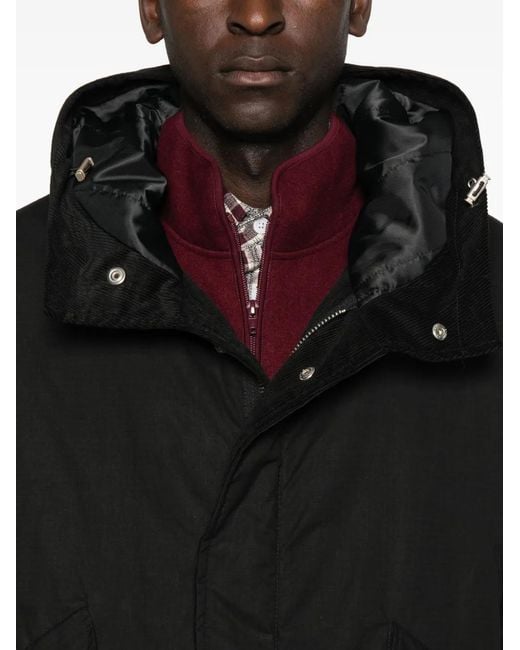 sunflower Black Hooded Parka Coat for men