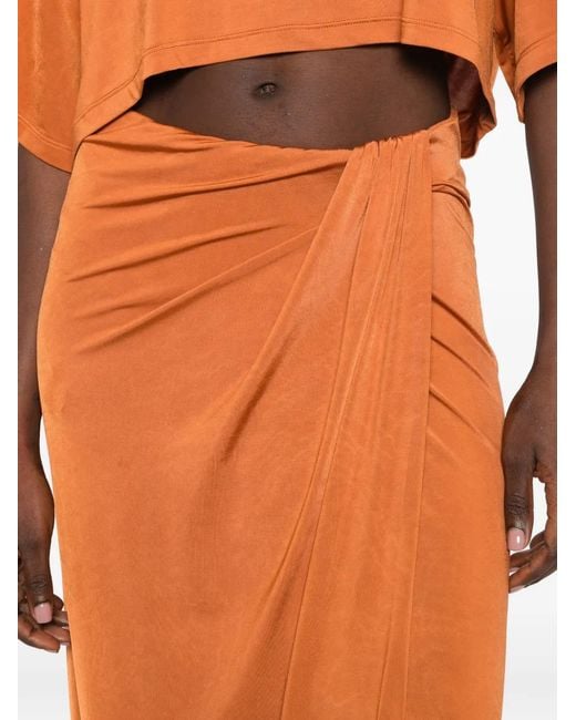 ANDAMANE Orange Anja Cut-Out Draped Dress