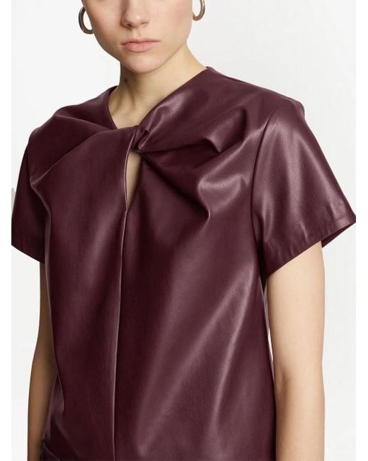 Proenza Schouler Purple Twist-detail Short-sleeved Top
