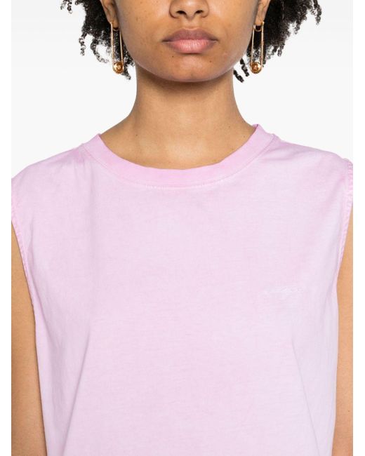 MSGM Gray Embroidered-logo Tank Top