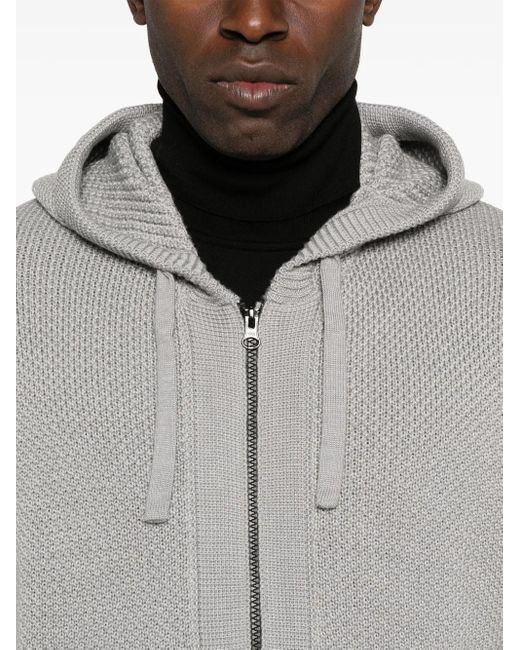 メンズ C P Company ジップアップ ニットパーカー Gray