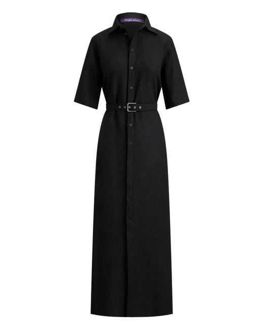 Ralph Lauren Black Carol Buckled Shirt Maxi Dress