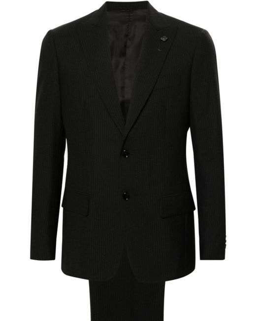 Lardini Black Pinstriped Single-breasted Suit for men