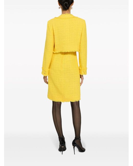 Dolce & Gabbana Raschel Cropped Tweed Jack in het Yellow