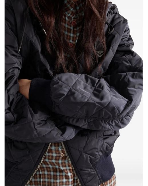 Prada キルティング フーデッドジャケット Blue