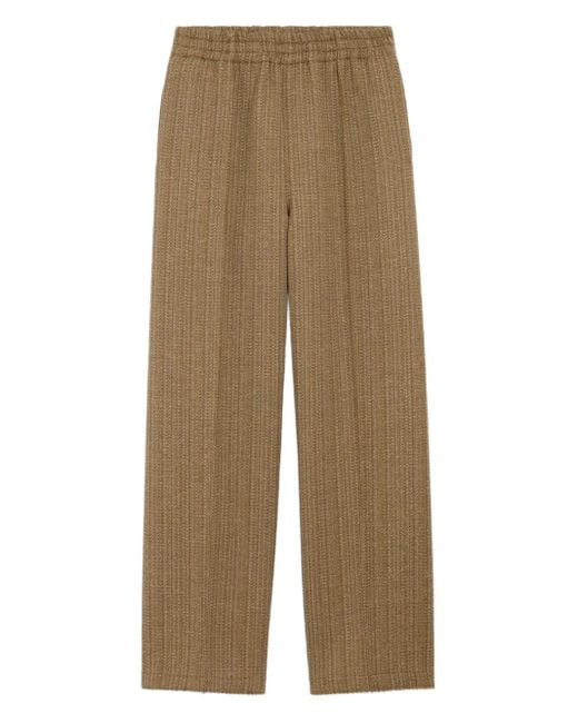 AMI Natural Herringbone Elasticated Wool Trousers