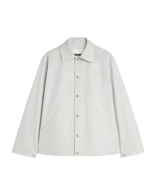 Jil Sander White Logo-Print Cotton Taffeta Jacket