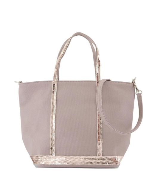 Vanessa Bruno Natural Small Sequin-Trimmed Tote Bag