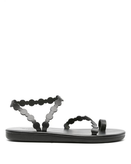 Ancient Greek Sandals Black Cronos Flat Leather Sandals