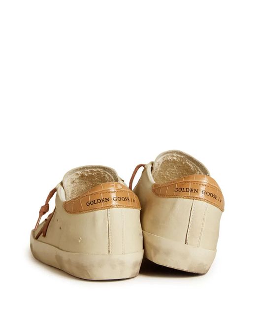Golden Goose Deluxe Brand Brown Super Star Sneakers With Leather Star And Crocodile-Print Leather Heel Tab
