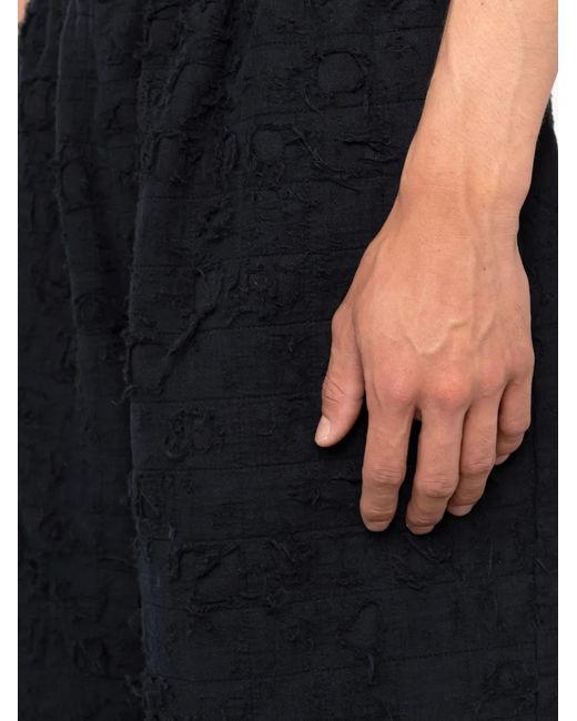 KAMIYA Black Distressed Cotton Shorts for men