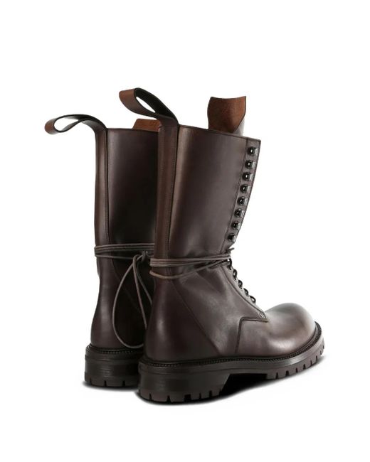 Rick Owens Brown Lace-Up Leather Boots for men