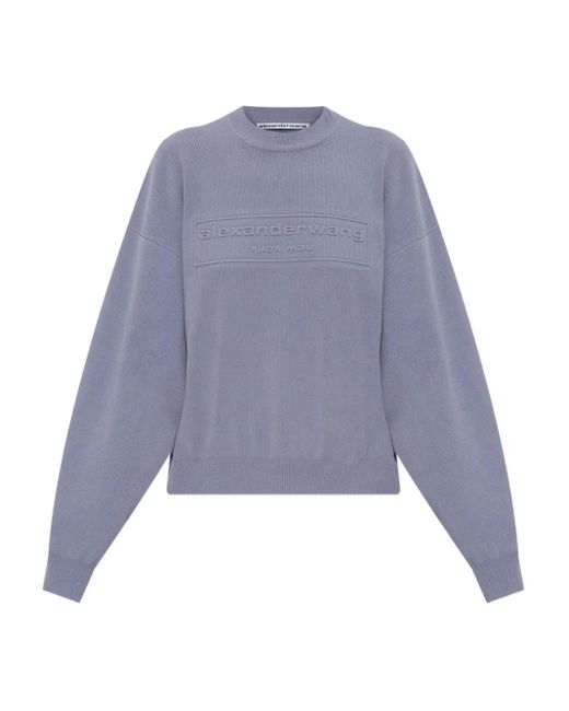 Alexander Wang Blue Pullover mit Logo-Prägung