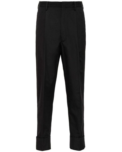 Prada Black Tailored Cotton Trousers for men