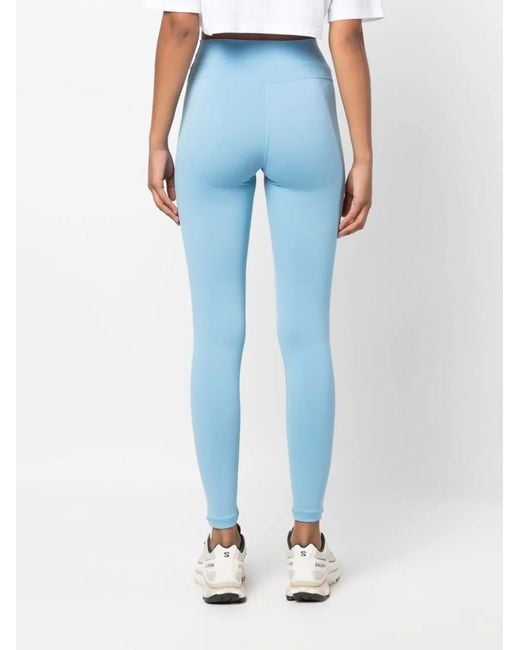 Sporty & Rich Blue Runner Logo-Print Leggings