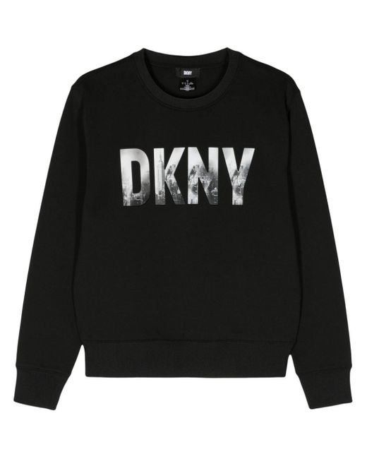 DKNY Black Skyline-logo Print Cotton-blend Sweatshirt