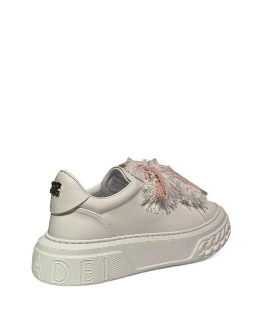 Casadei White Fringe Platform Sneakers