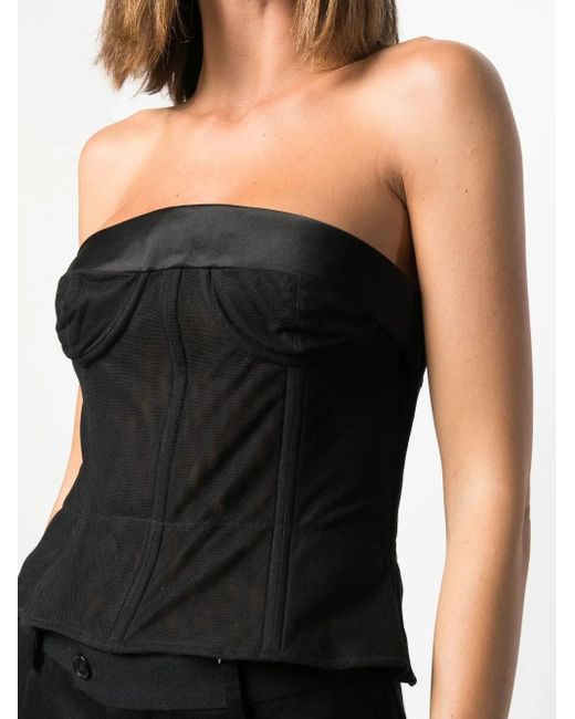 Maison Margiela Black Mesh-panel Cropped Top