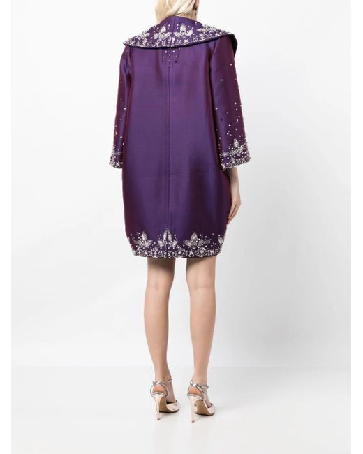 Saiid Kobeisy Purple Mikado Beaded Satin-Finish Jacket