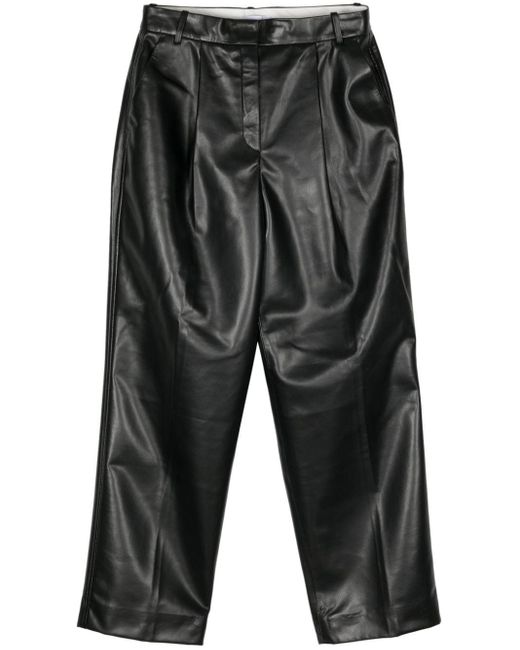 Calvin Klein Gray Pleated Straight-leg Trousers