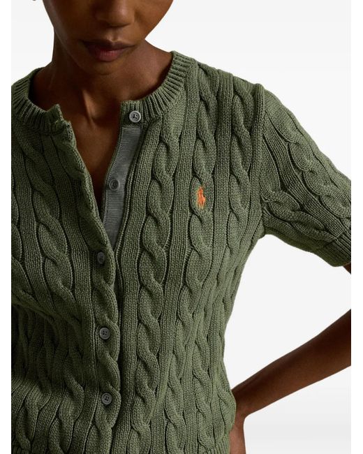 Polo Ralph Lauren Green Cable-Knit Cotton Cardigan