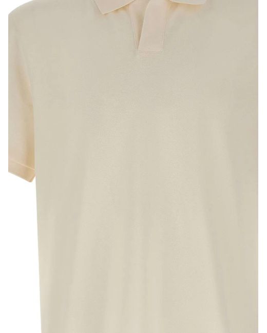 Dekker White Ribbed Trim V-Neck Polo Shirt for men