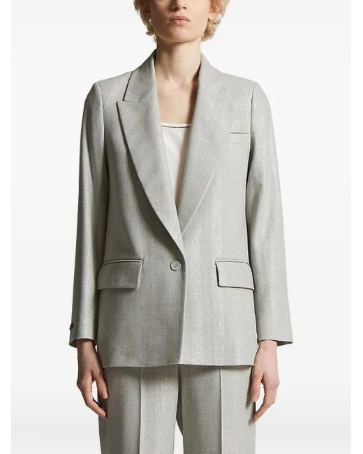 Peserico Gray Single-Breasted Blazer