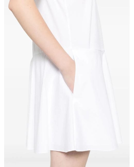 Theory White Flared Linen Blend Mini Dress
