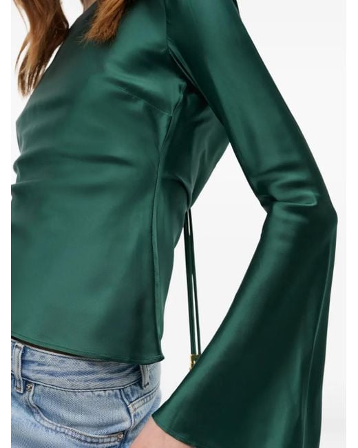 Ganni Green Satin Blouse