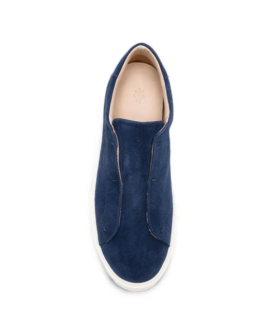 Eleventy Blue Suede Slip-On Sneakers for men